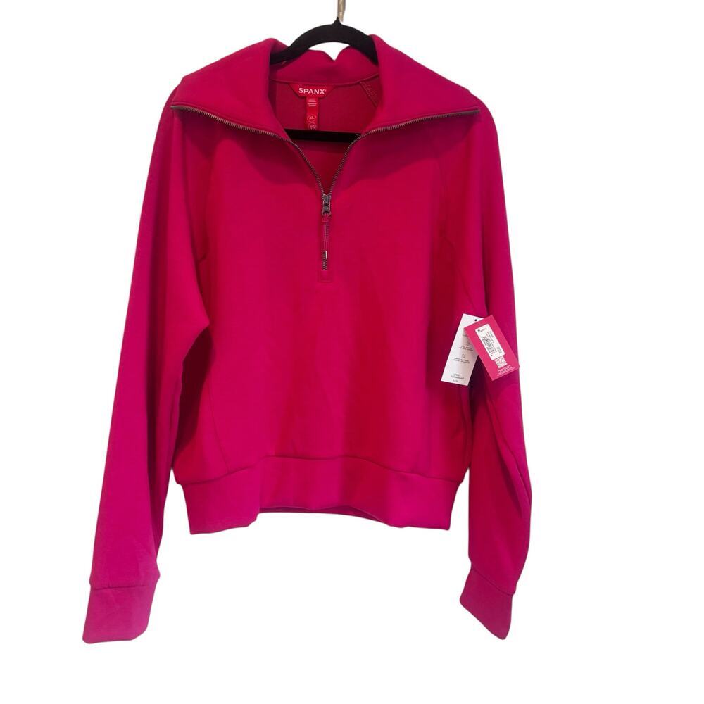 Spanx Women's Air Essentials Lightweight Half Zip Sweatshirts Fuchsia XL NWT - Picture 5 of 14